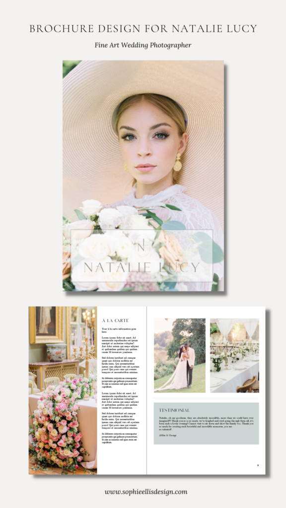Brochure design for fine art wedding photographer by Sophie Ellis Design